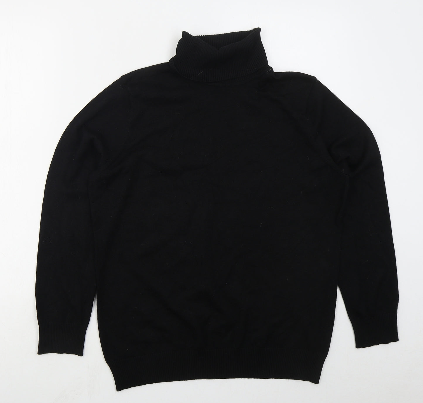 Joseph A Mens Black Roll Neck  Nylon Pullover Jumper Size L