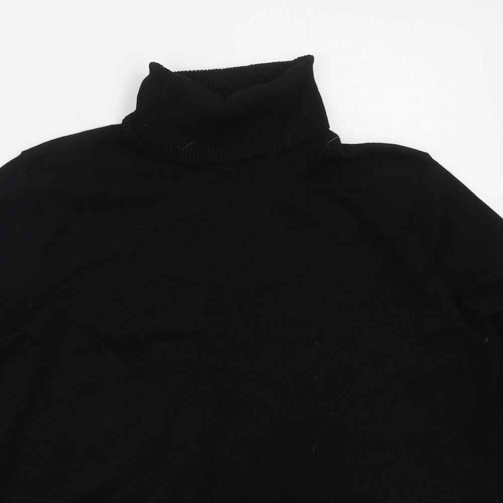 Joseph A Mens Black Roll Neck  Nylon Pullover Jumper Size L