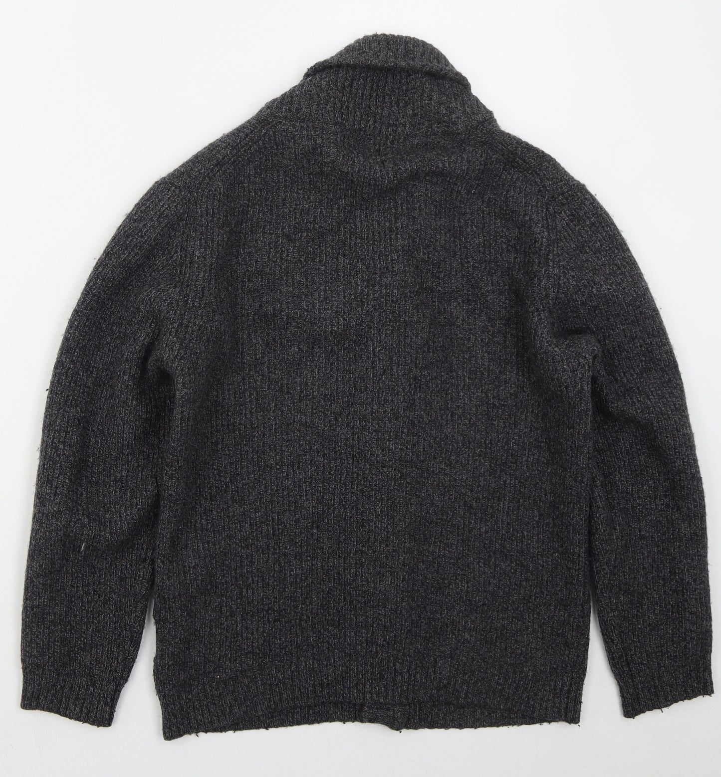 Marks and Spencer Mens Grey Collared  Wool Cardigan Jumper Size M