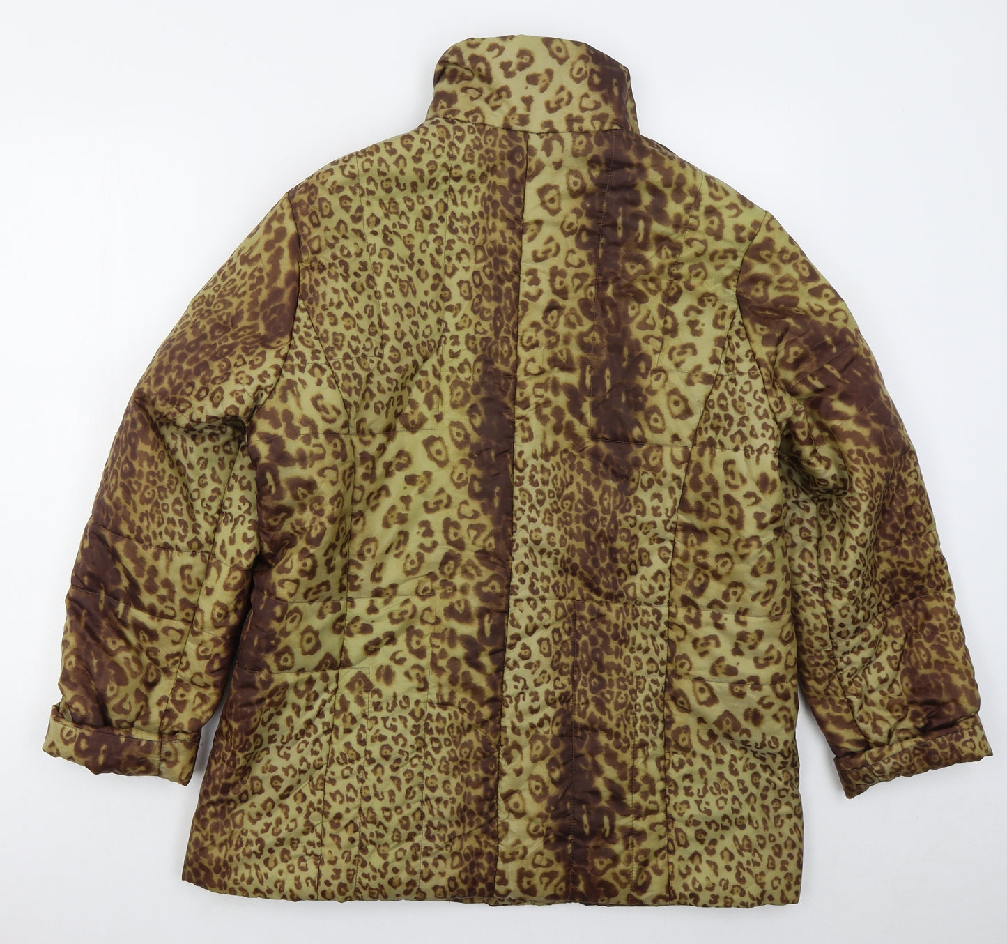 Marks and Spencer Womens Brown Animal Print  Quilted Coat Size L  Zip