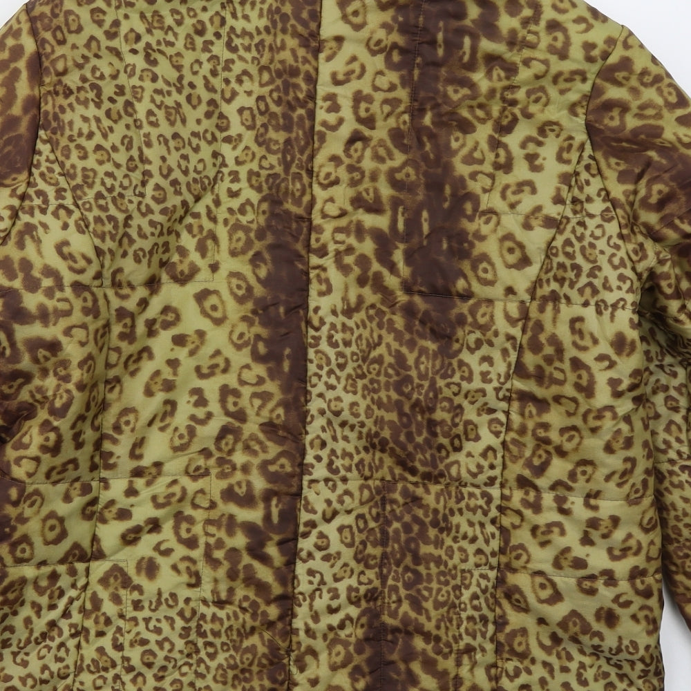 Marks and Spencer Womens Brown Animal Print  Quilted Coat Size L  Zip