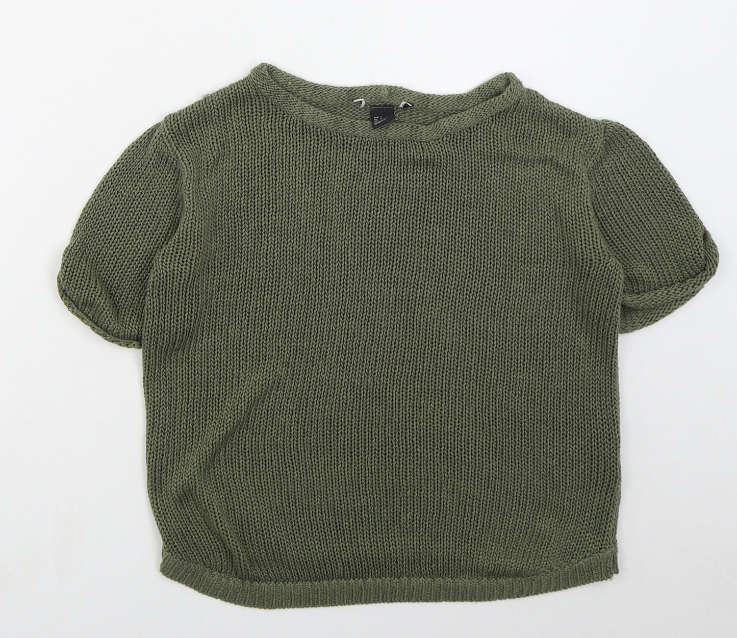 H&M Womens Green Boat Neck  Acrylic Pullover Jumper Size S