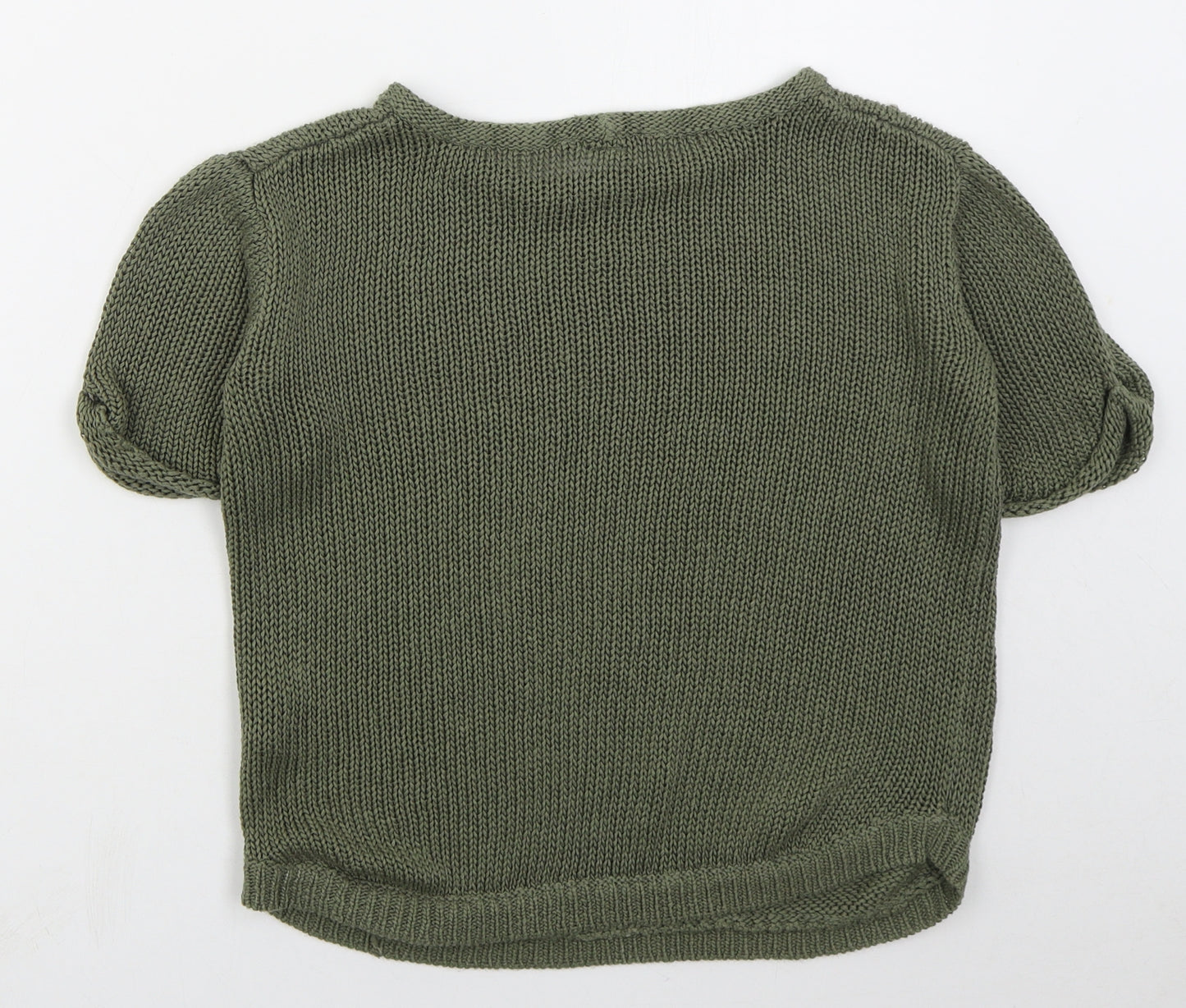 H&M Womens Green Boat Neck  Acrylic Pullover Jumper Size S