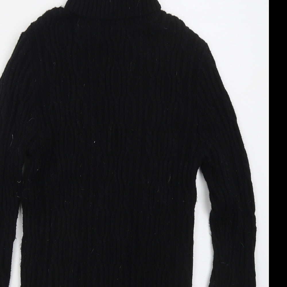 Zara Womens Black Roll Neck  Acrylic Pullover Jumper Size M