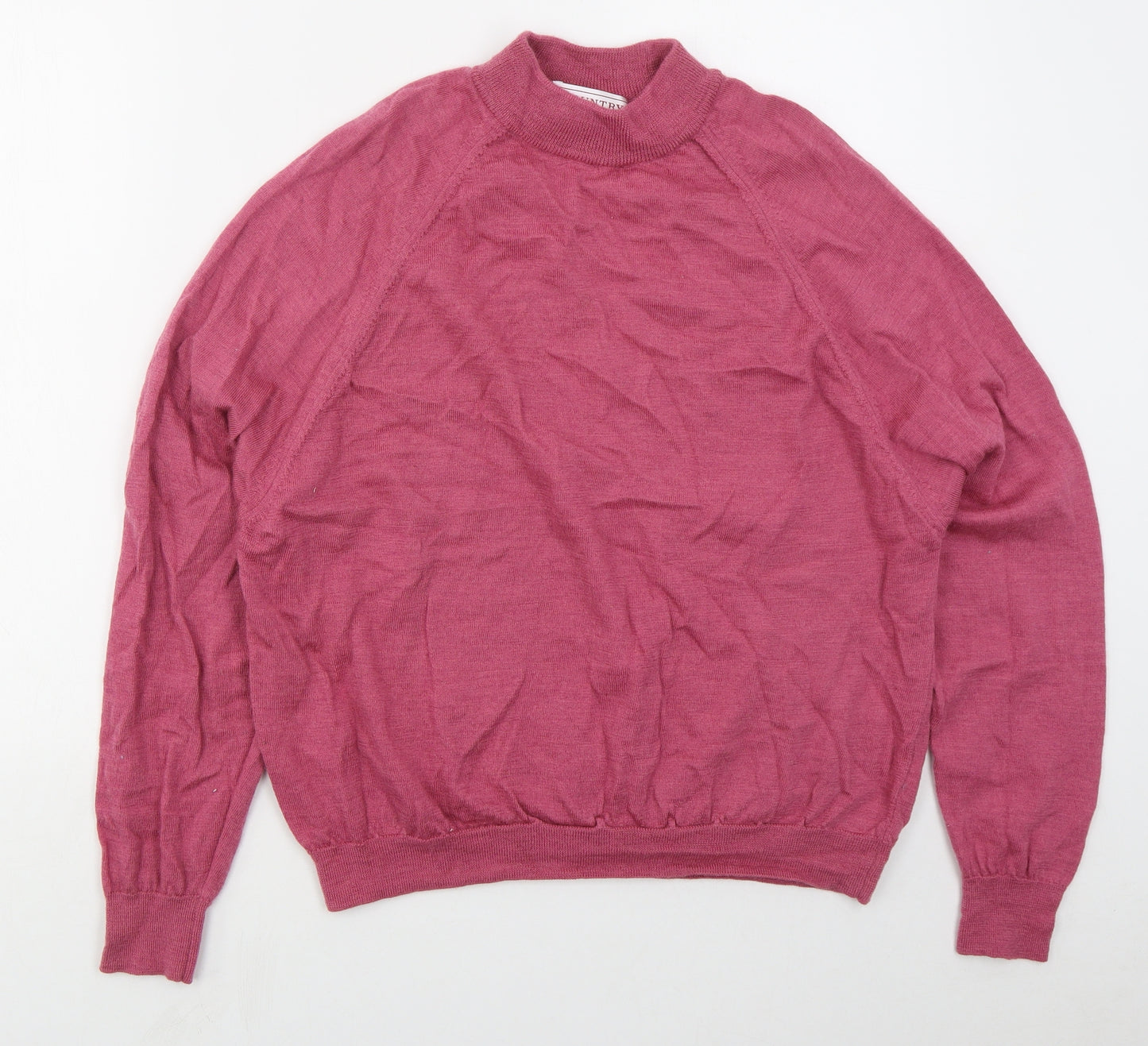 Country Collection Womens Pink Mock Neck  Wool Pullover Jumper Size 22
