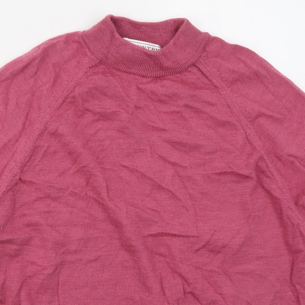 Country Collection Womens Pink Mock Neck  Wool Pullover Jumper Size 22