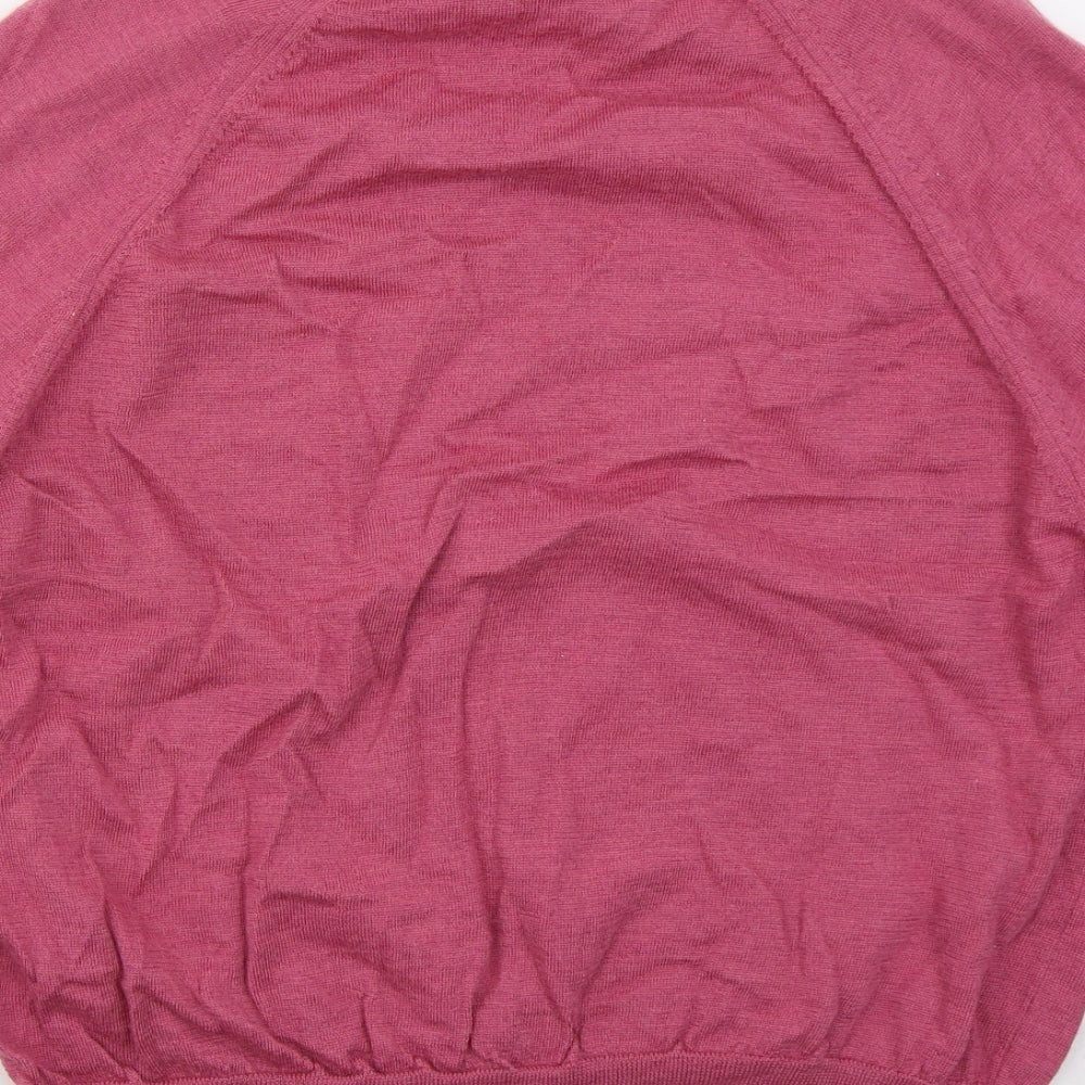 Country Collection Womens Pink Mock Neck  Wool Pullover Jumper Size 22