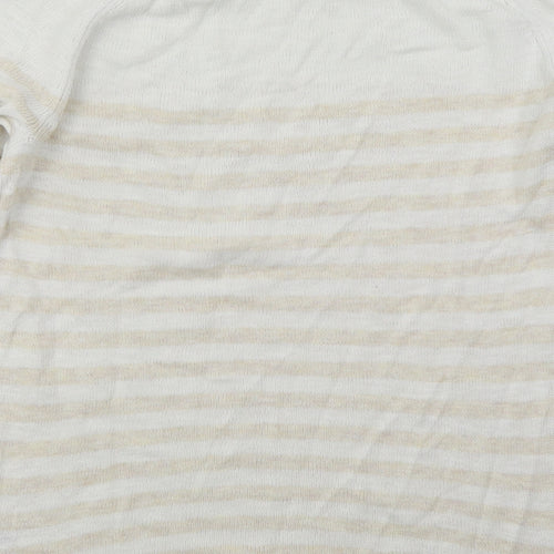 Gap Womens Beige Boat Neck Striped Cotton Pullover Jumper Size S