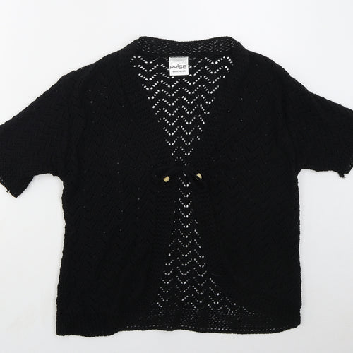 Pulse Womens Black V-Neck  Acrylic Cardigan Jumper Size L