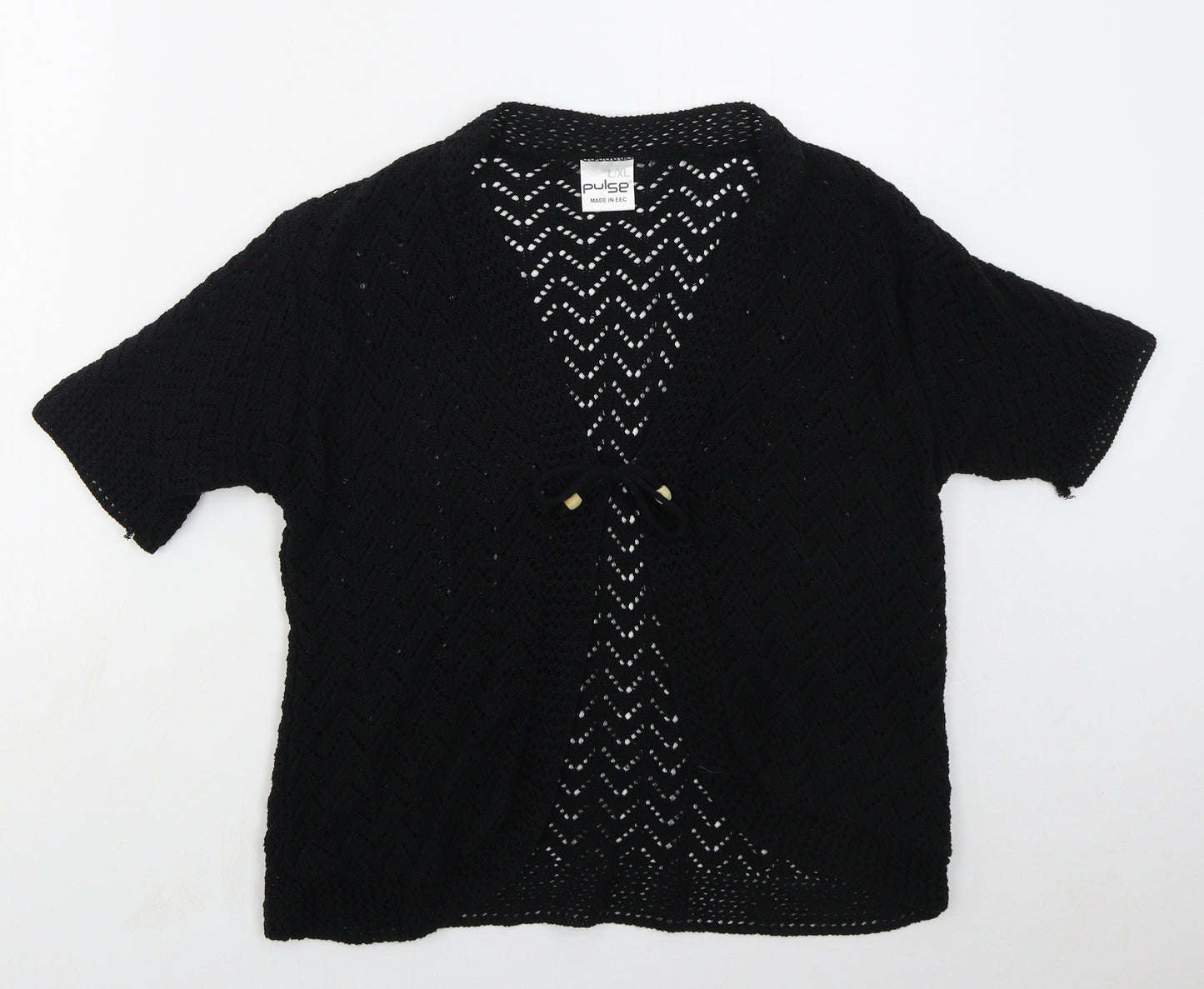 Pulse Womens Black V-Neck  Acrylic Cardigan Jumper Size L
