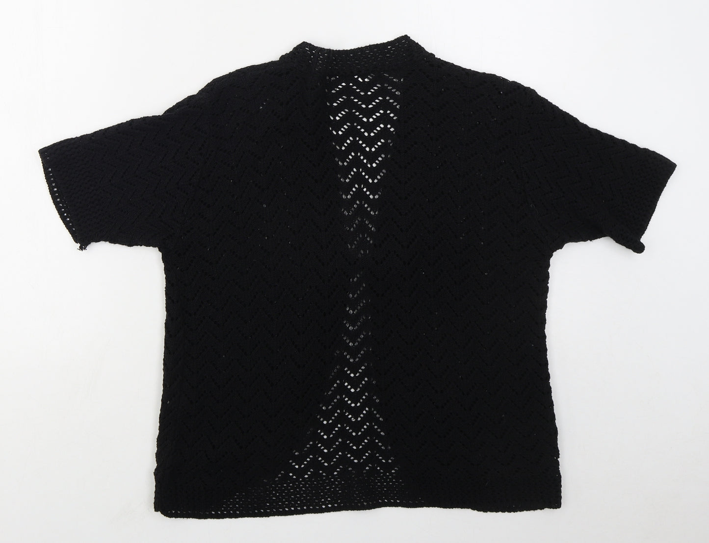 Pulse Womens Black V-Neck  Acrylic Cardigan Jumper Size L