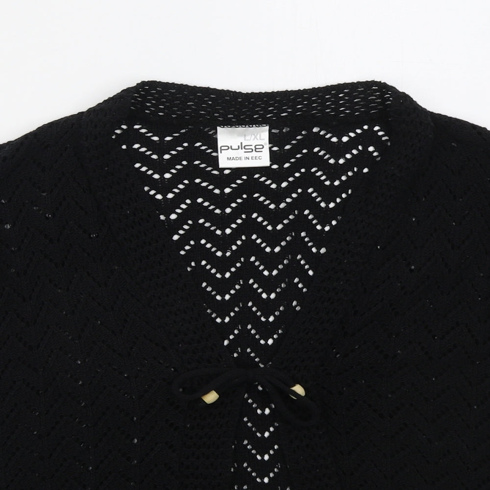 Pulse Womens Black V-Neck  Acrylic Cardigan Jumper Size L