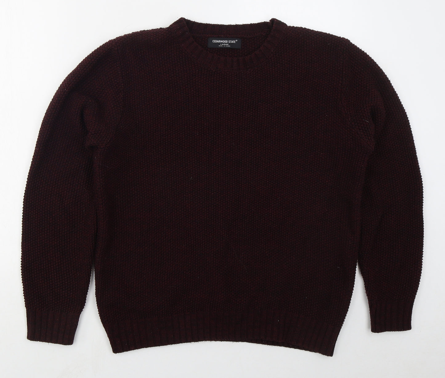 Cedar Wood State Mens Purple Crew Neck  Acrylic Pullover Jumper Size L