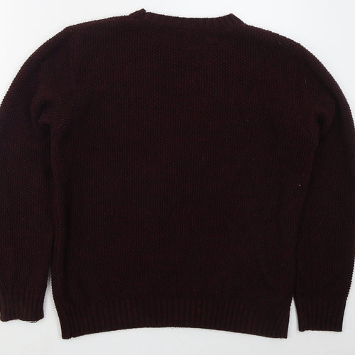 Cedar Wood State Mens Purple Crew Neck  Acrylic Pullover Jumper Size L