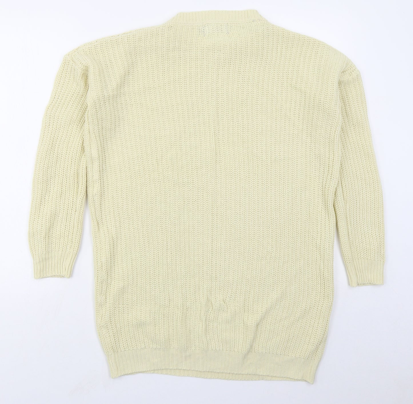 PRETTYLITTLETHING Womens Yellow  Acrylic Jumper Dress  Size M  Crew Neck Pullover