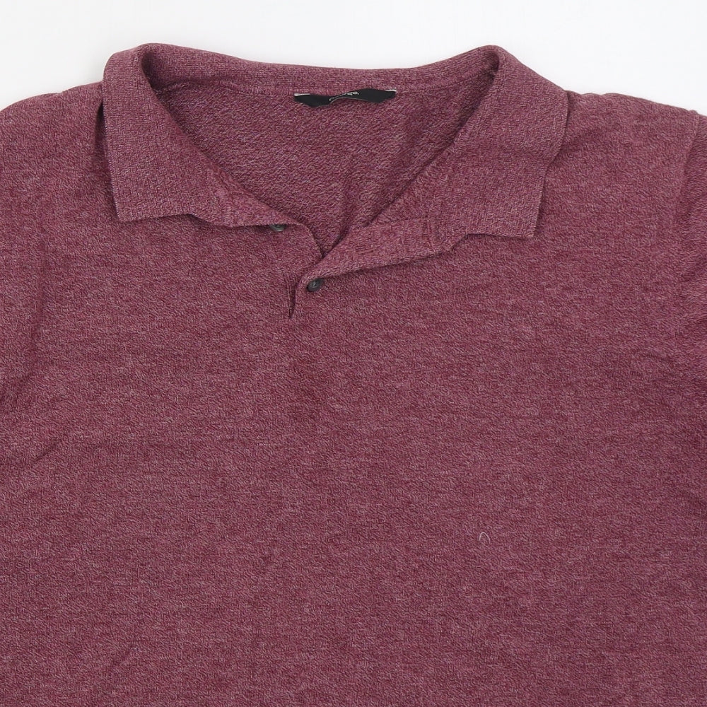 George Mens Purple  Cotton  Polo Size 2XL Collared Pullover