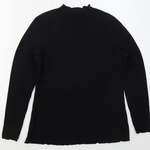 Papaya Womens Black Crew Neck  Polyester Pullover Jumper Size 14