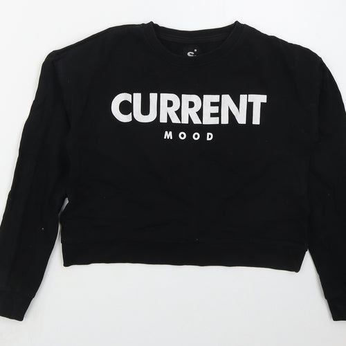 Sinsay Womens Black  Cotton Pullover Sweatshirt Size XS  Pullover - Current Mood