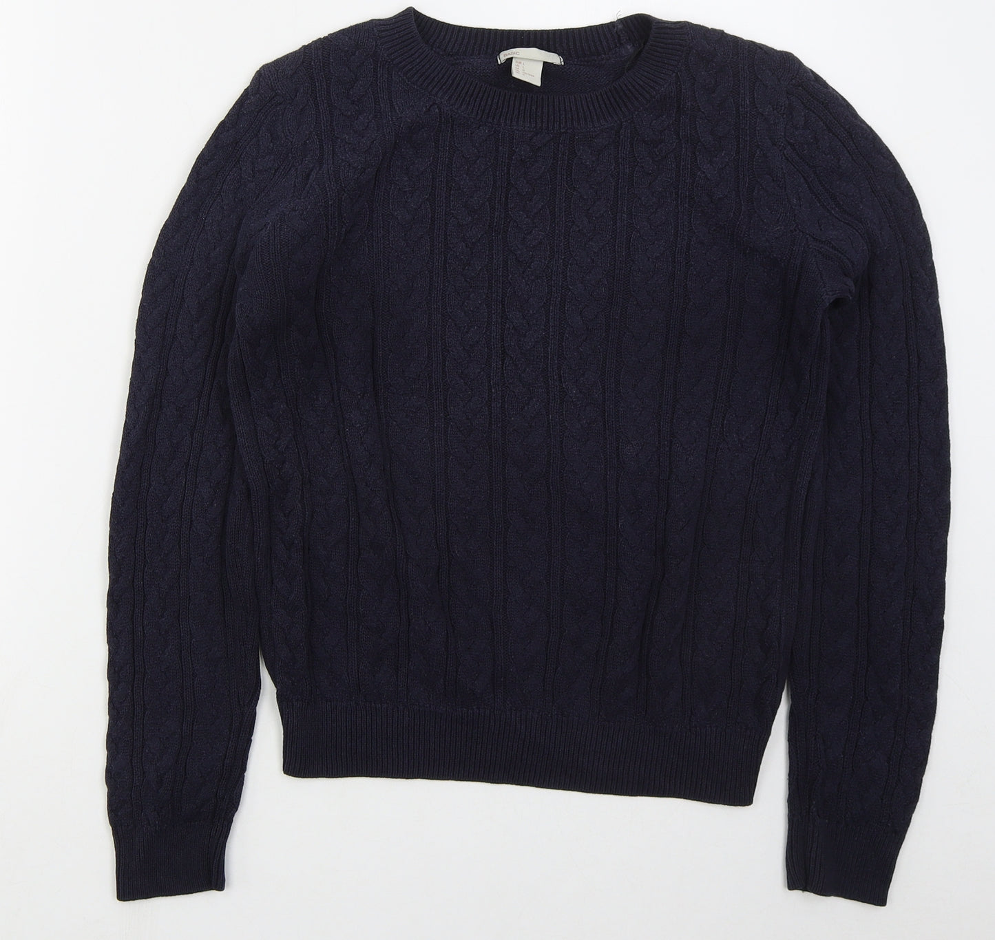 H&M Womens Blue Crew Neck  Cotton Pullover Jumper Size L