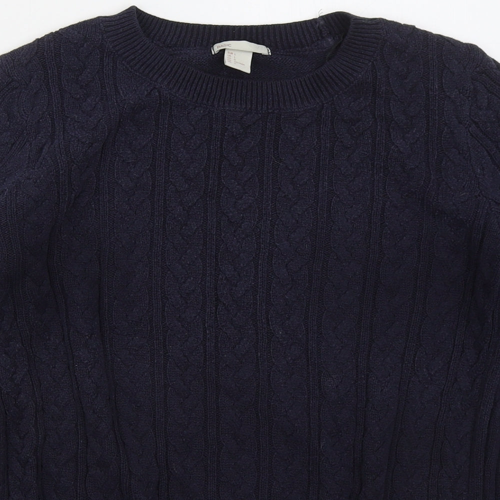 H&M Womens Blue Crew Neck  Cotton Pullover Jumper Size L