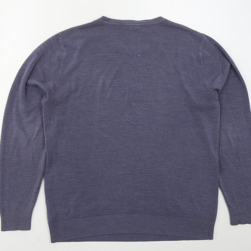 George Mens Blue Crew Neck  Acrylic Pullover Jumper Size L