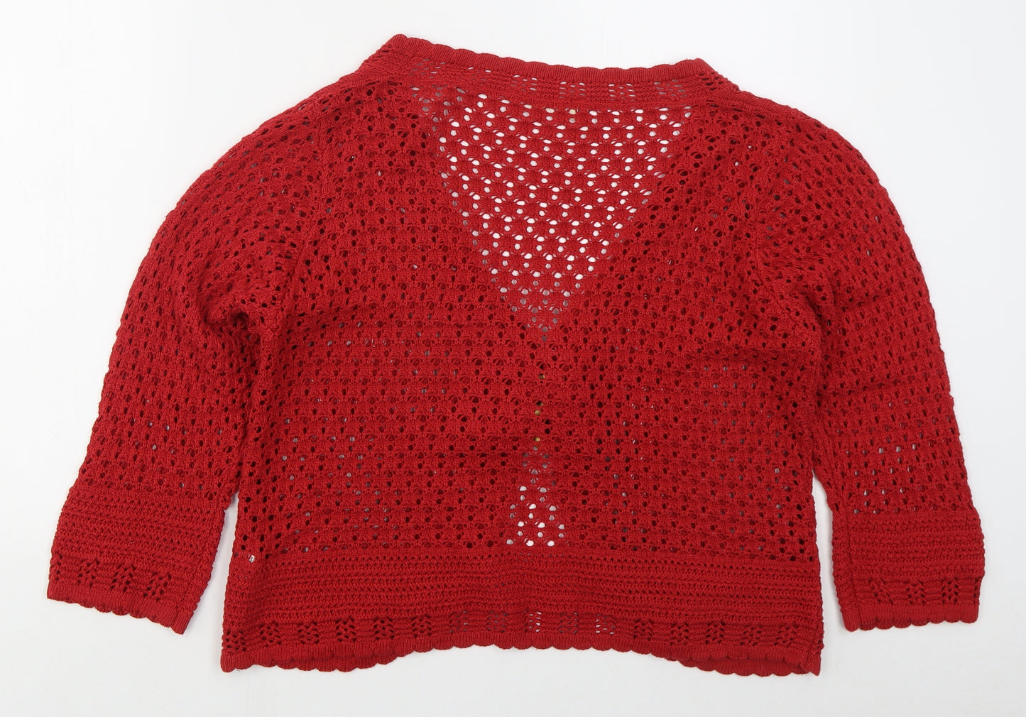Daxon Womens Red V-Neck  Cotton Cardigan Jumper Size 18