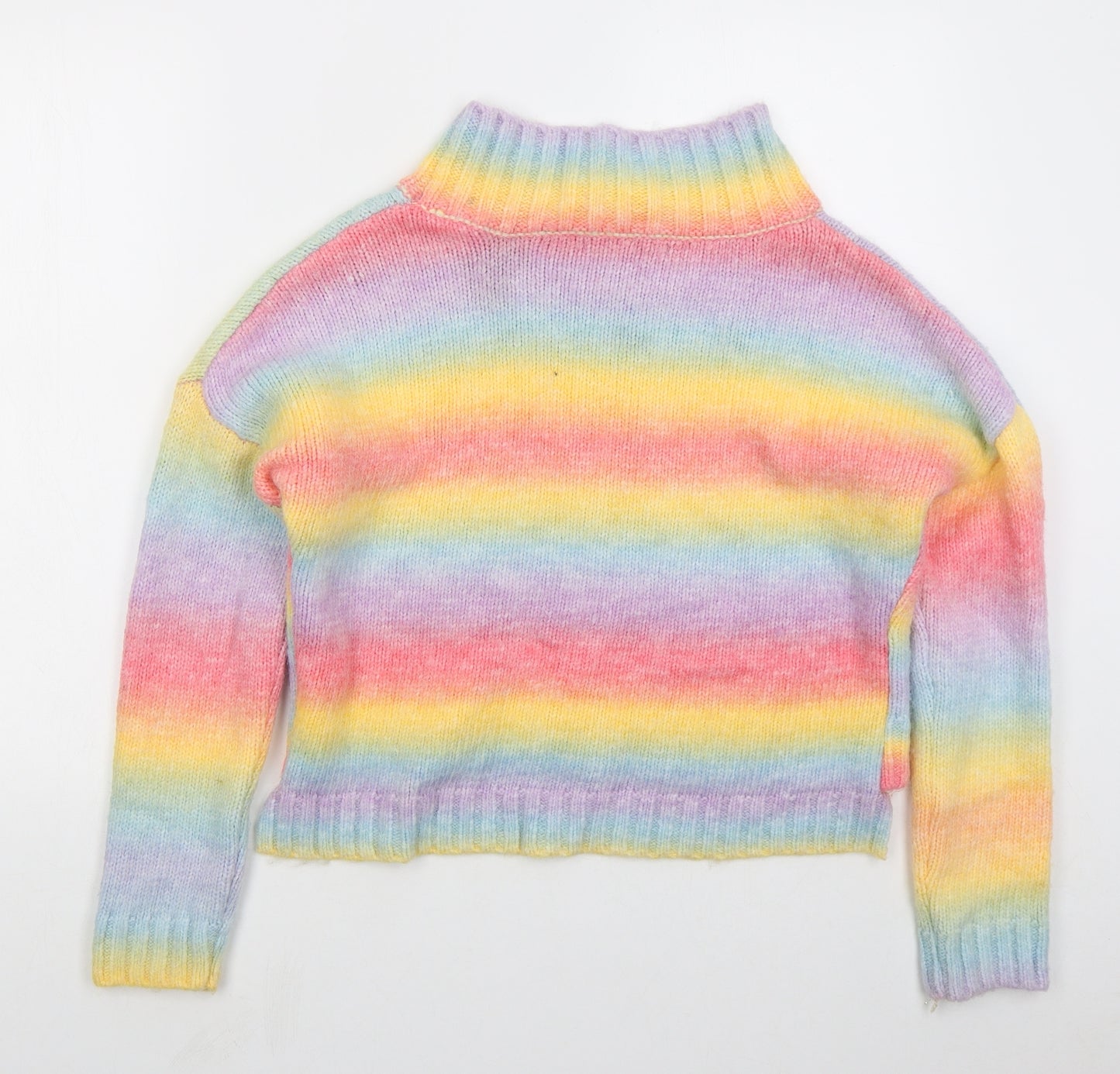 Preworn Womens Multicoloured High Neck Striped Acrylic Pullover Jumper Size M