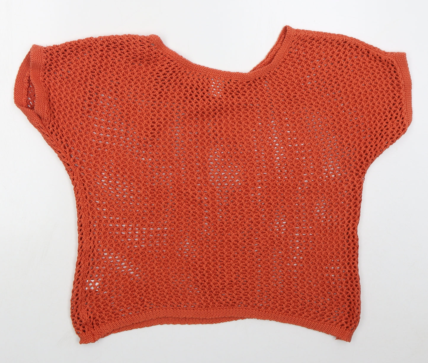 Balsamic Womens Orange Boat Neck  Cotton Pullover Jumper Size 18