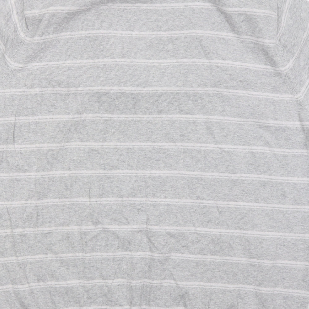 George Mens Grey Striped Cotton  Polo Size 2XL Collared Pullover