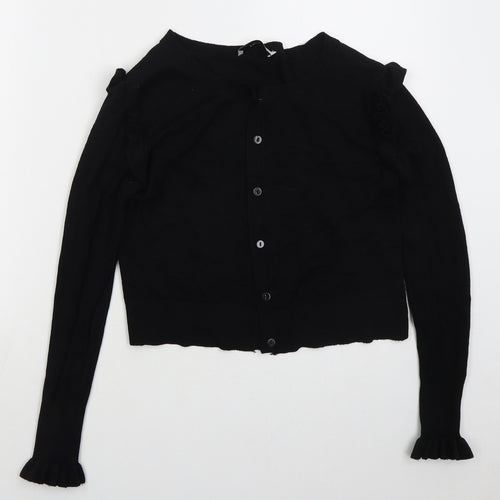 Zara Womens Black Boat Neck  Viscose Cardigan Jumper Size S
