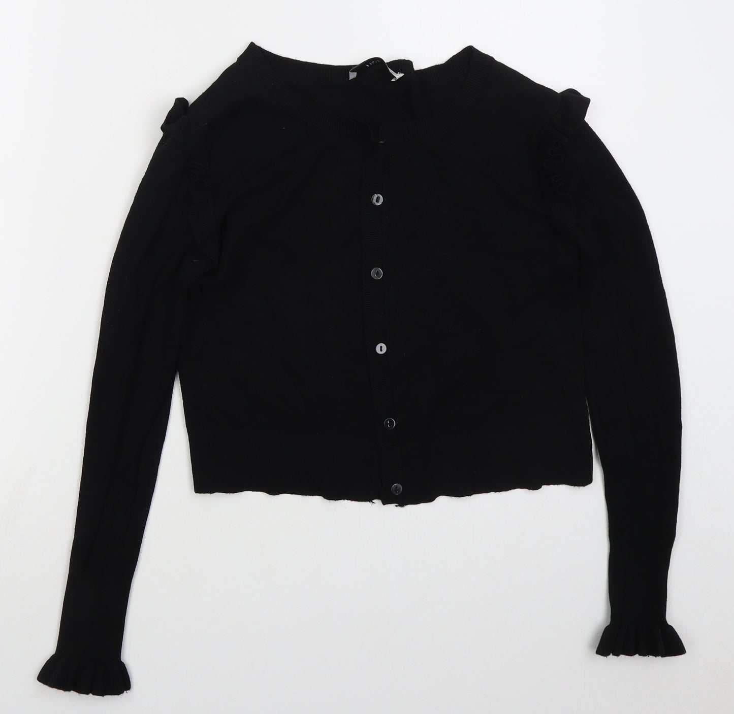 Zara Womens Black Boat Neck  Viscose Cardigan Jumper Size S