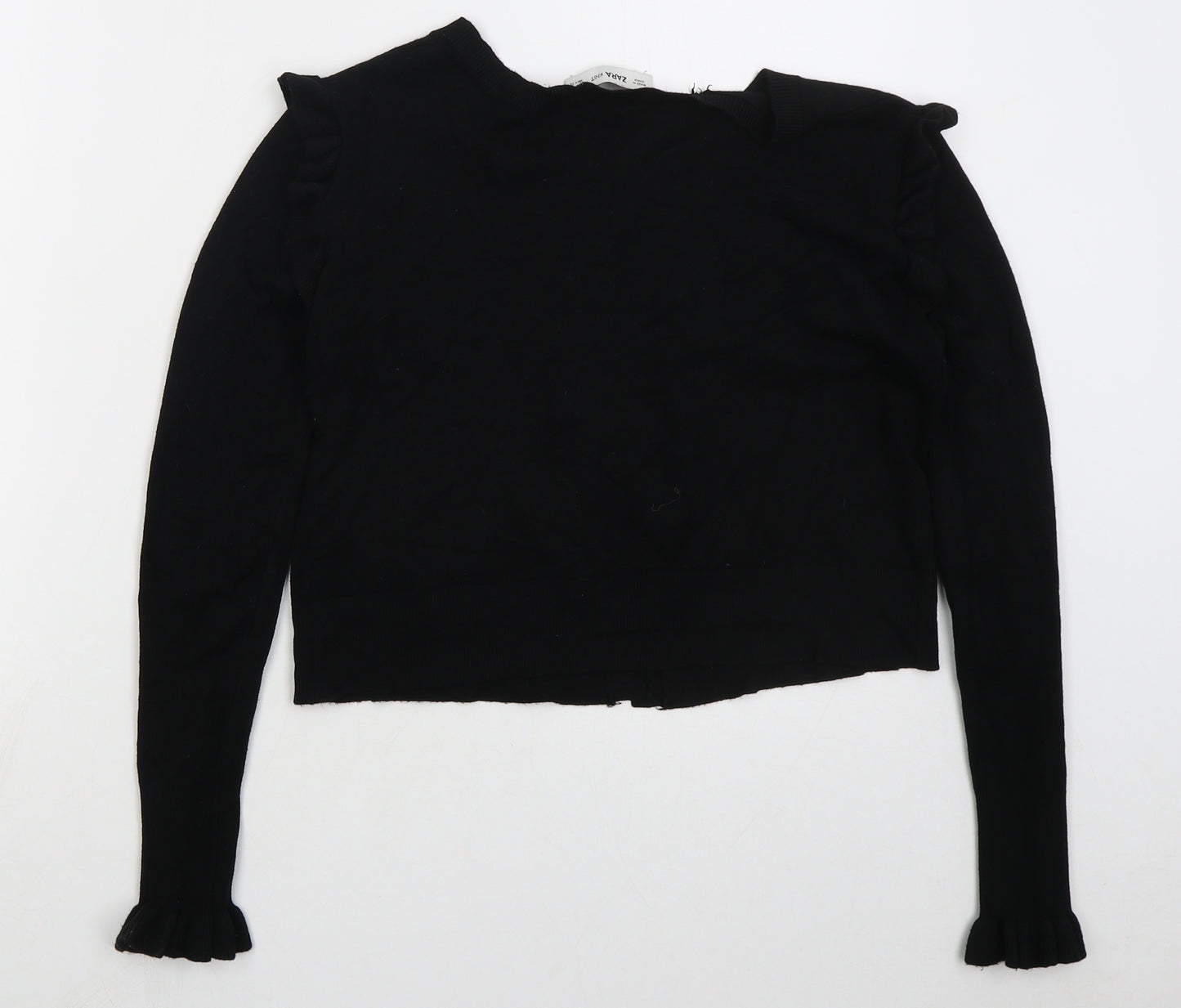 Zara Womens Black Boat Neck  Viscose Cardigan Jumper Size S