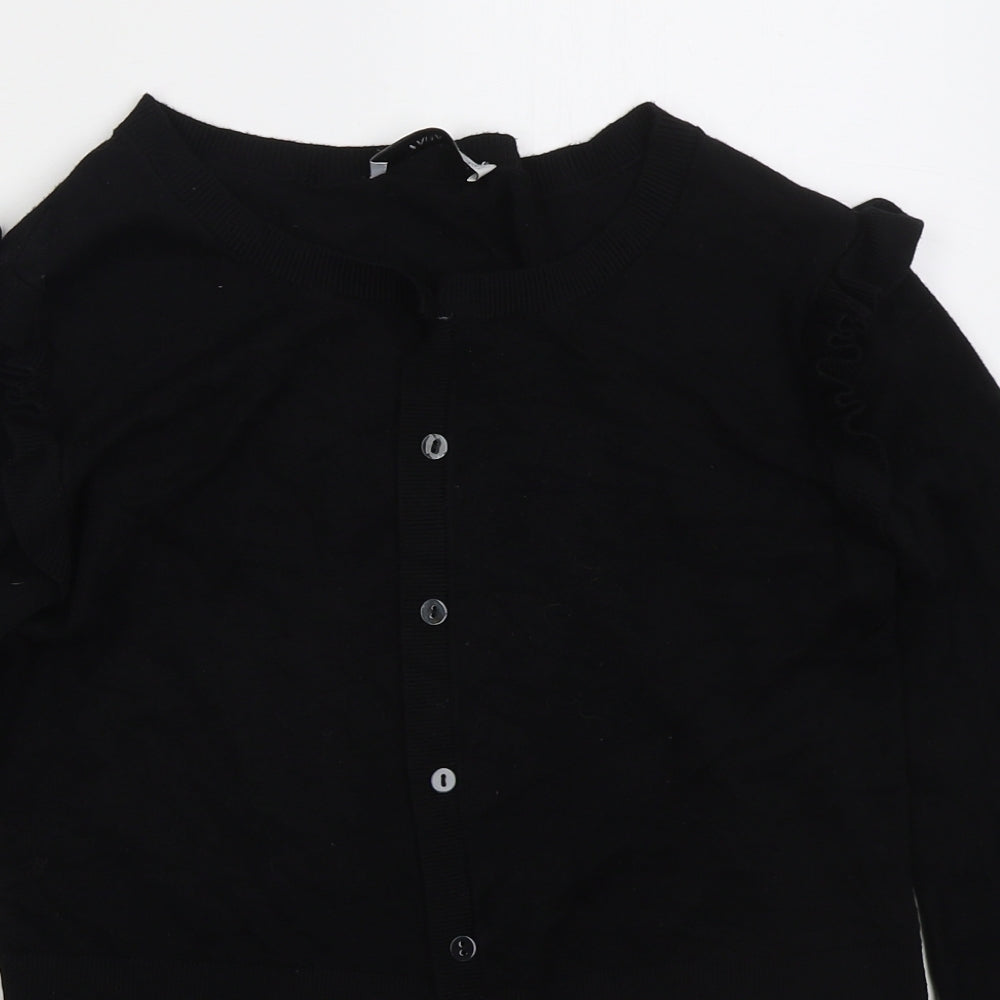 Zara Womens Black Boat Neck  Viscose Cardigan Jumper Size S