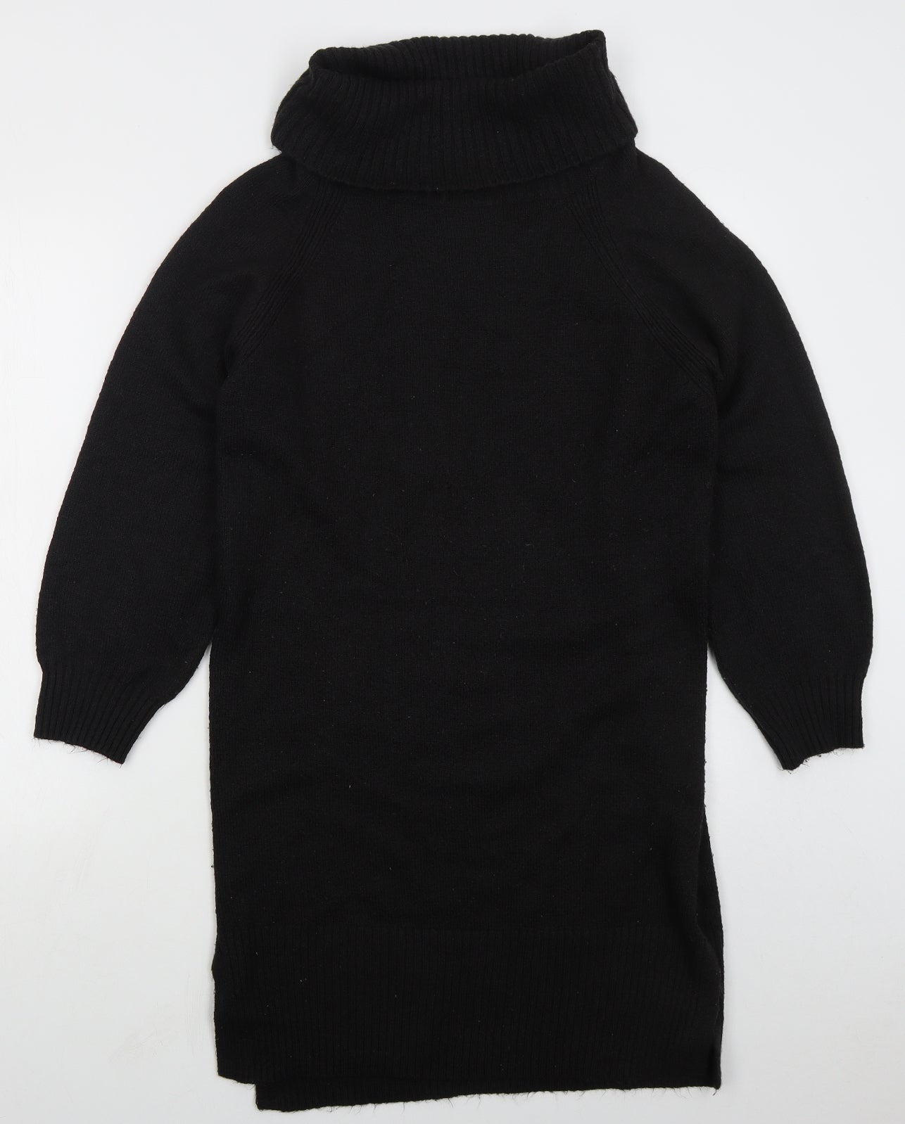 F&F Womens Black  Acrylic Jumper Dress  Size 8  Roll Neck Pullover