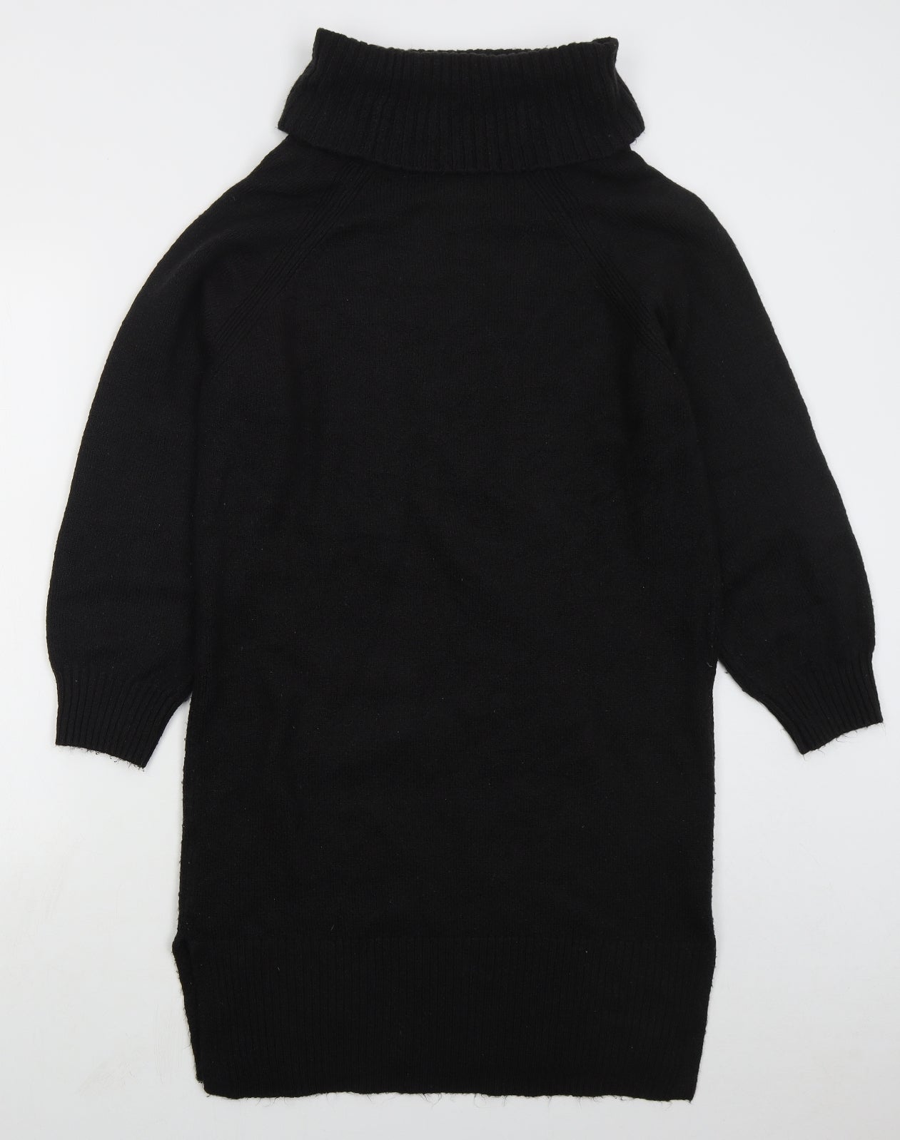 F&F Womens Black  Acrylic Jumper Dress  Size 8  Roll Neck Pullover