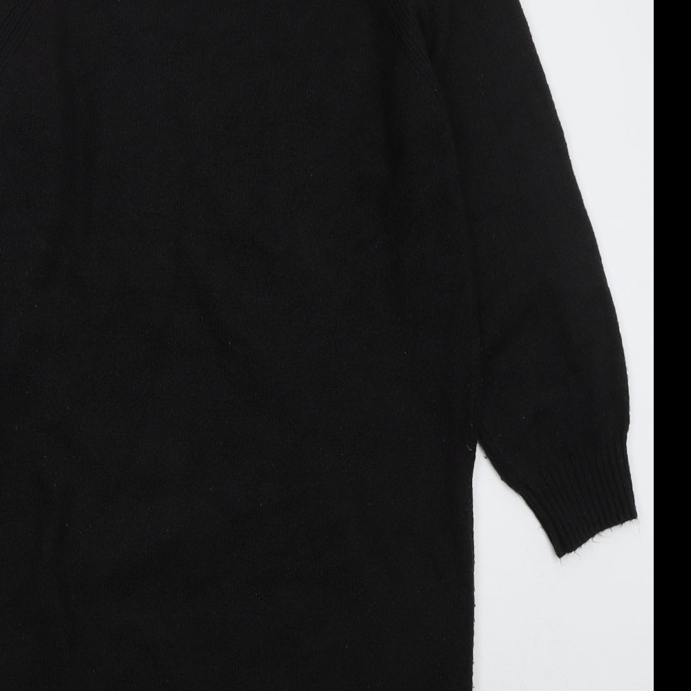 F&F Womens Black  Acrylic Jumper Dress  Size 8  Roll Neck Pullover