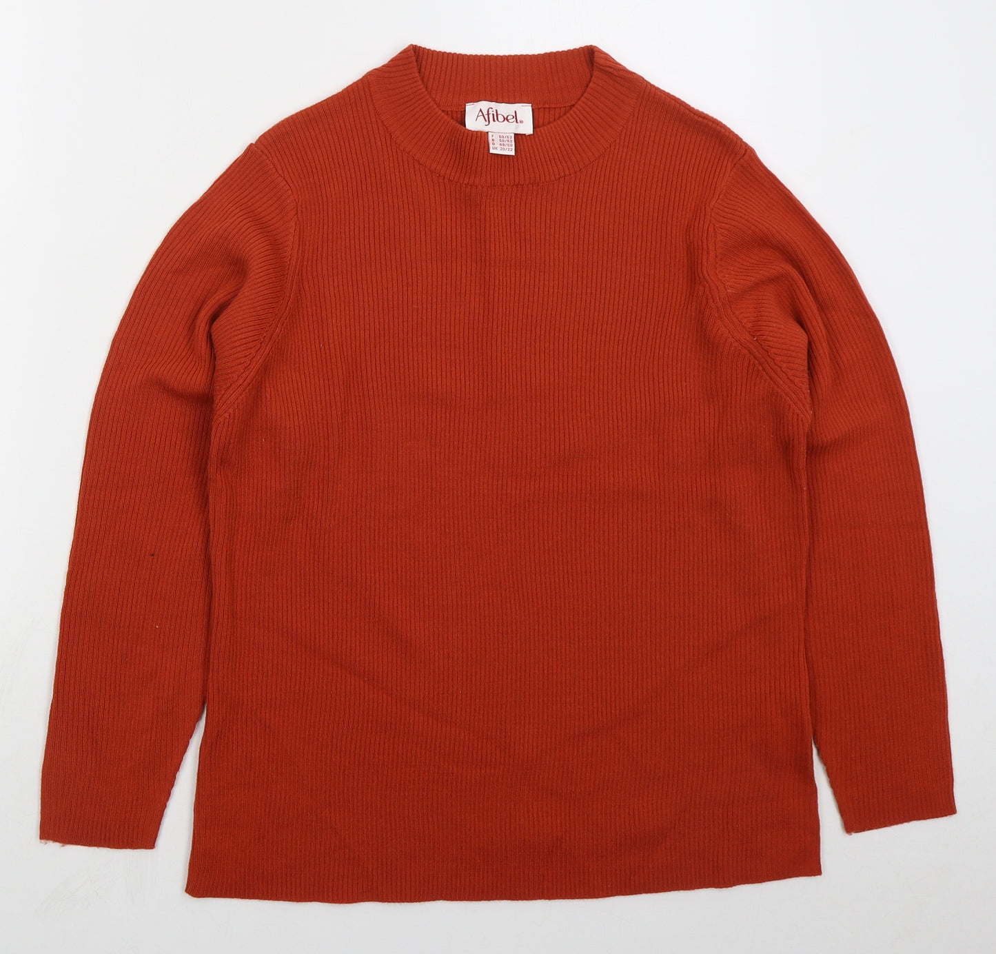 Afibel Womens Orange Crew Neck  Acrylic Pullover Jumper Size 20