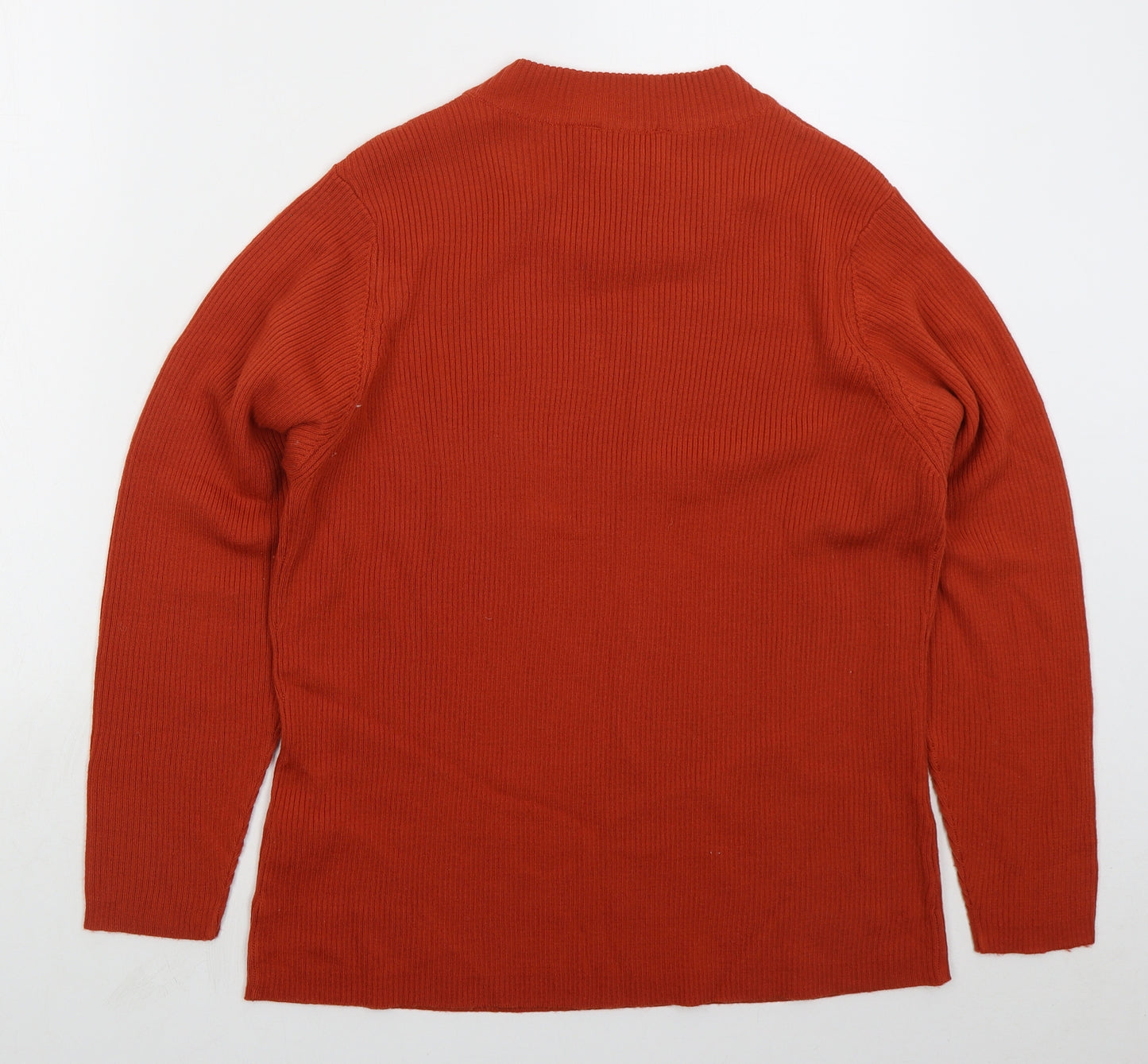 Afibel Womens Orange Crew Neck  Acrylic Pullover Jumper Size 20