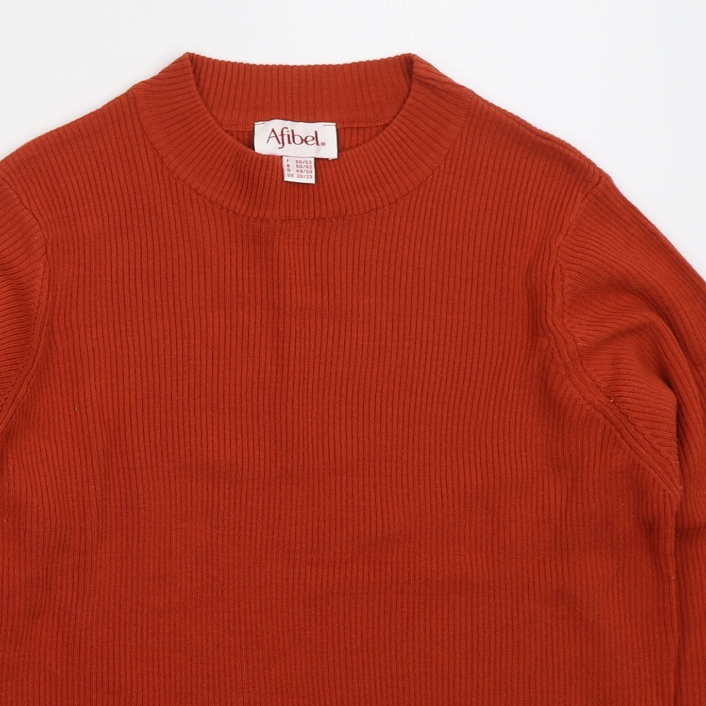 Afibel Womens Orange Crew Neck  Acrylic Pullover Jumper Size 20
