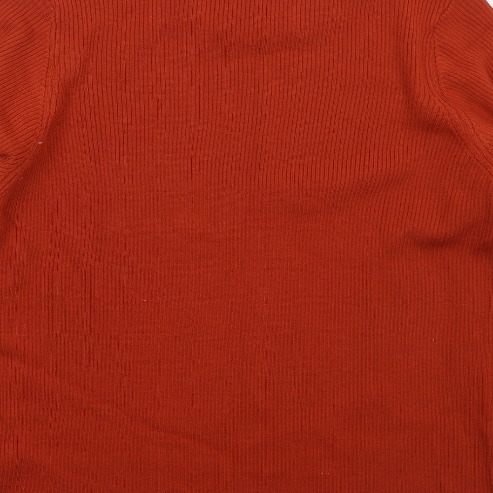 Afibel Womens Orange Crew Neck  Acrylic Pullover Jumper Size 20