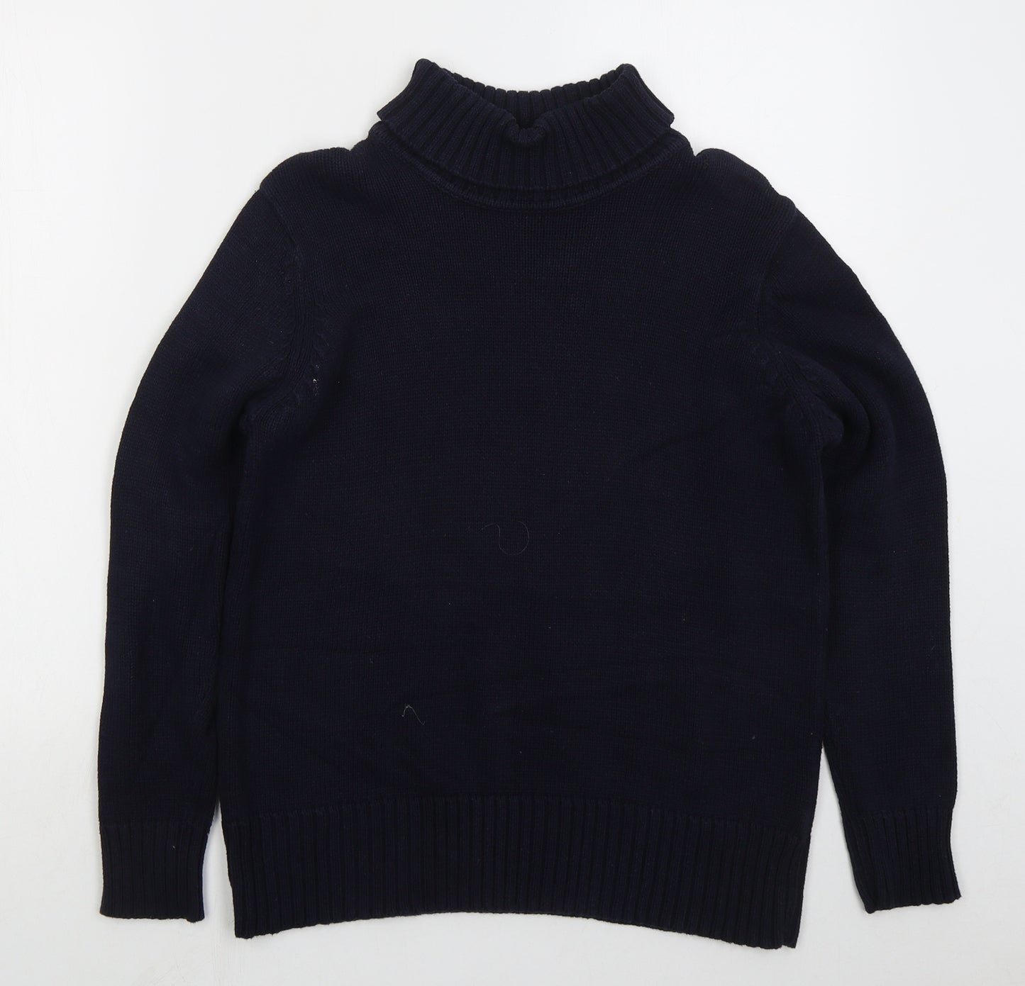 EWM Womens Blue Roll Neck  Cotton Pullover Jumper Size 14