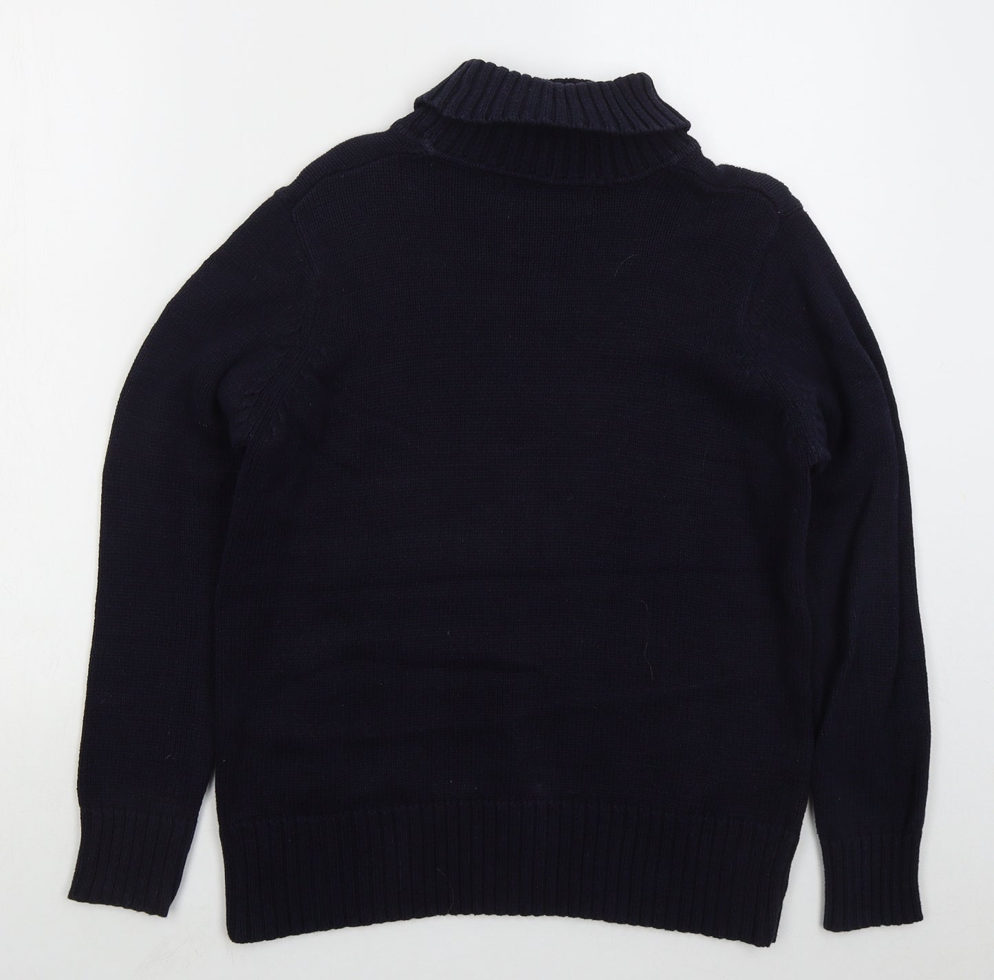 EWM Womens Blue Roll Neck  Cotton Pullover Jumper Size 14