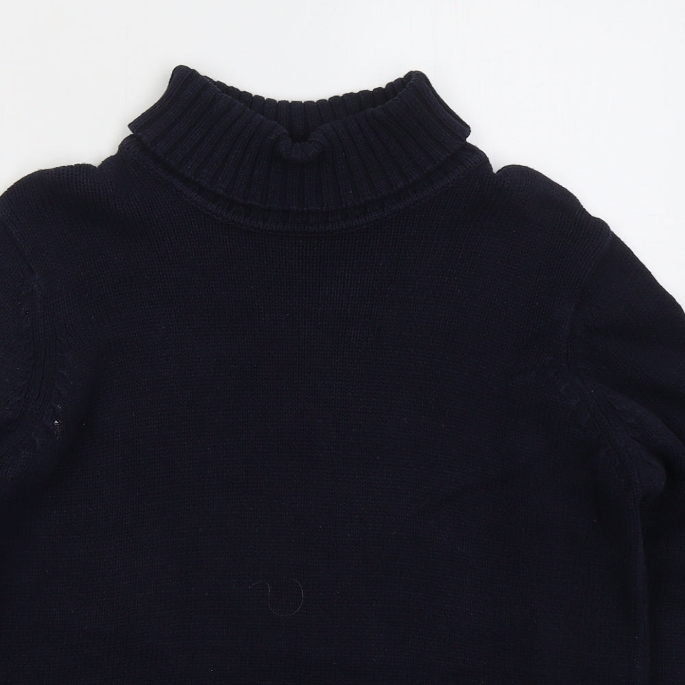 EWM Womens Blue Roll Neck  Cotton Pullover Jumper Size 14