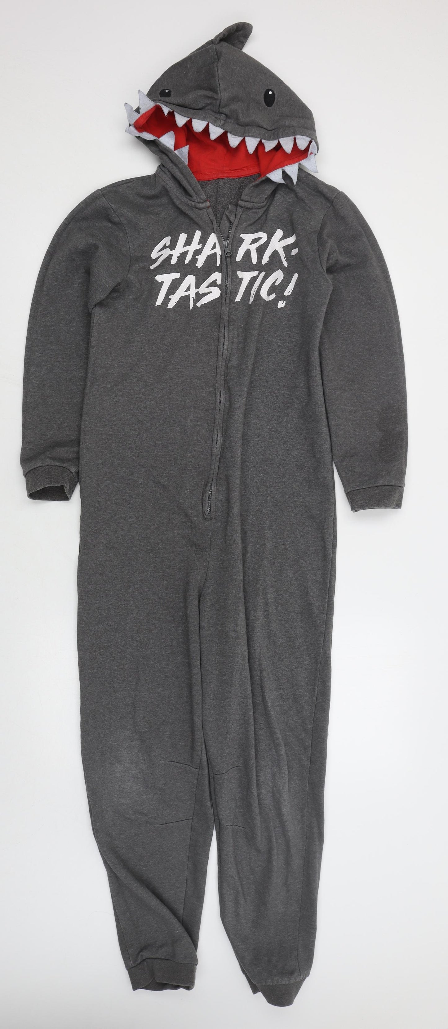 George Boys Grey Solid Cotton  One Piece Size 12-13 Years  Zip - Shark Tastic