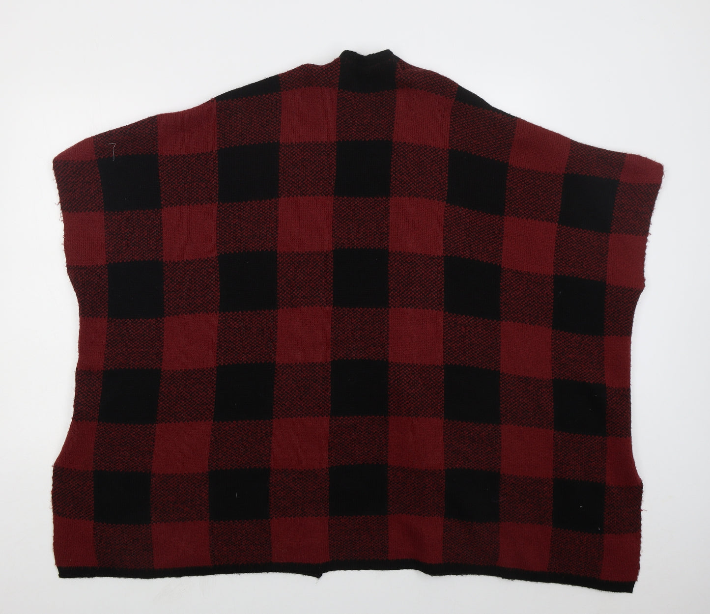 New Look Womens Red V-Neck Check Acrylic Cardigan Jumper One Size