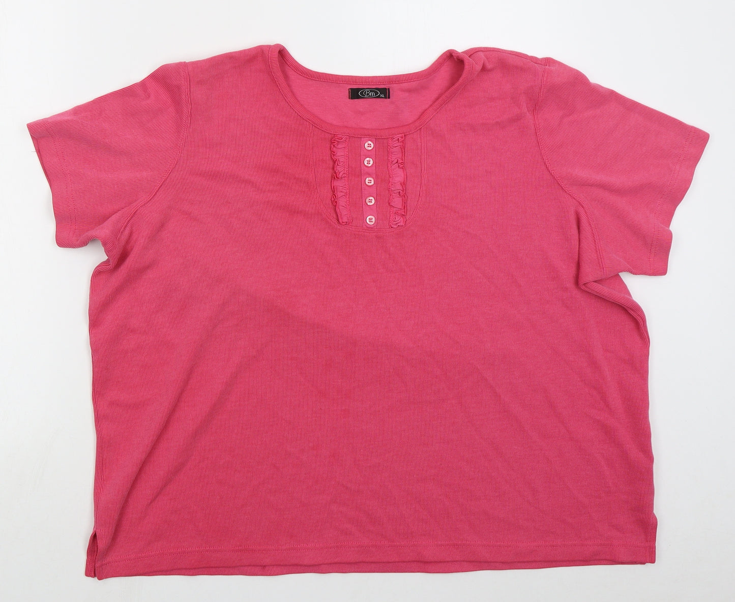 Bonmarché Womens Pink  Cotton Basic T-Shirt Size XL Crew Neck