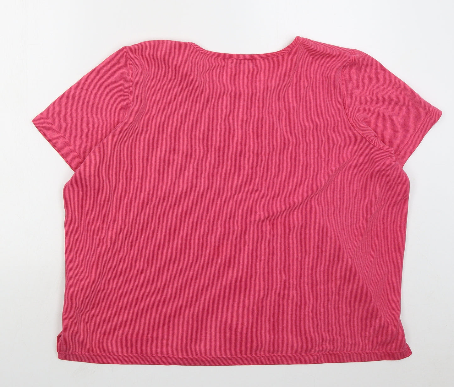 Bonmarché Womens Pink  Cotton Basic T-Shirt Size XL Crew Neck