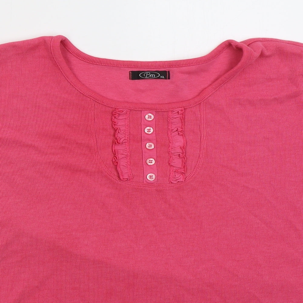 Bonmarché Womens Pink  Cotton Basic T-Shirt Size XL Crew Neck