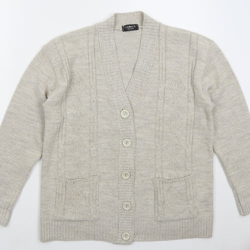 Choice Womens Beige V-Neck  Acrylic Cardigan Jumper Size M