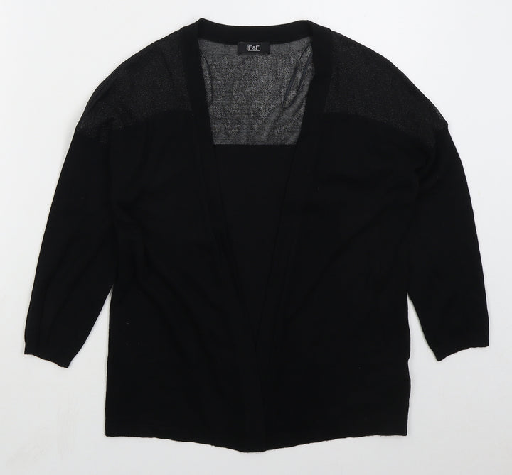 F&F Womens Black V-Neck Viscose Cardigan Jumper Size 8